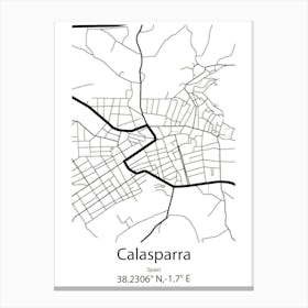 Calasparra,Spain Minimalist Map Canvas Print