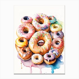 A Buffet Of Donuts Cute Neon 6 Canvas Print