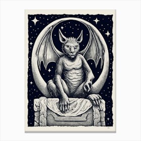 Gargoyle Tarot Card B&W 2 Canvas Print