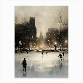 Ice Skating In New York City Canvas Print