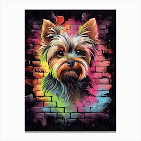 Aesthetic Yorkshire Terrier Dog Puppy Brick Wall Graffiti Artwork Canvas Print