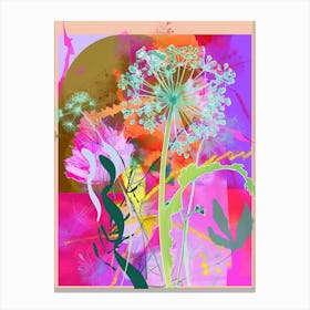 Baby S Breath 2 Neon Flower Collage Canvas Print