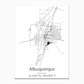 Albuquerque,United States Minimalist Map Canvas Print