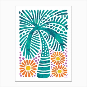 Palm Tree with Flowers Lienzo