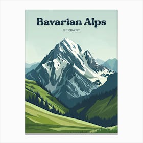 Bavarian Alps Germany Mountain Travel Art Illustration Canvas Print