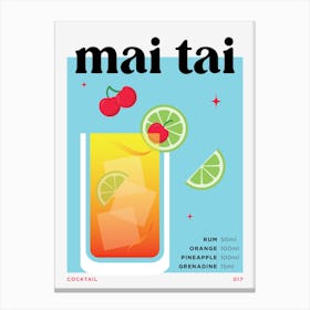 Mai Tai in Blue Cocktail Recipe Canvas Print