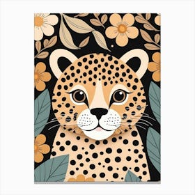 Floral Cute Baby Leopard Nursery (9) Canvas Print