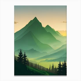 Misty Mountains Vertical Composition In Green Tone 162 Canvas Print