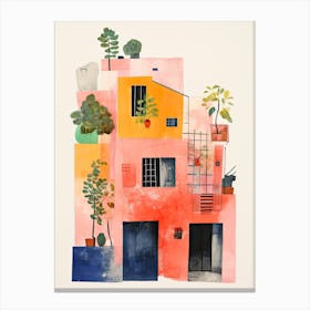 A House In Amalfi, Abstract Risograph Style 4 Canvas Print