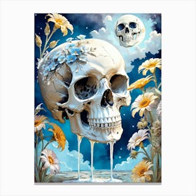 Surrealist Floral Skull Painting (22) Canvas Print