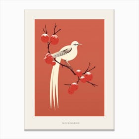 Minimalist Mockingbird 4 Bird Poster Canvas Print