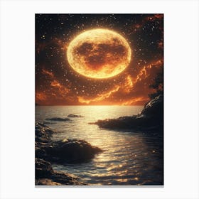 Full Moon Over The Ocean 6 Canvas Print