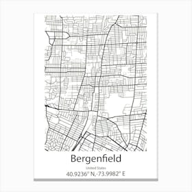 Bergenfield,United States Minimalist Map Canvas Print