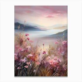 Pink Flowers In The Meadow Canvas Print