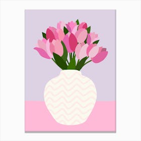 Tulip Arrangement - Pink And Purple Floral Vase Canvas Print