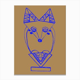 Wolf Brown Blue 1 Canvas Print