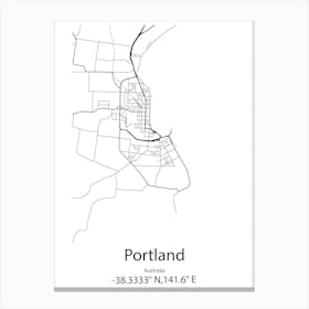 Portland,Australia Minimalist Map Canvas Print