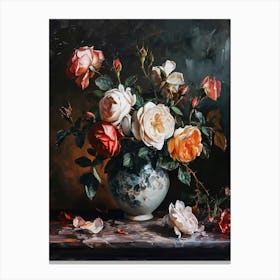 Baroque Floral Still Life Rose 7 Canvas Print