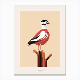 Minimalist Wood Duck 3 Bird Poster Canvas Print