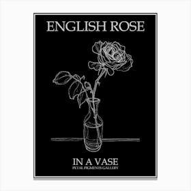 English Rose In A Vase Line Drawing 2 Poster Inverted Canvas Print
