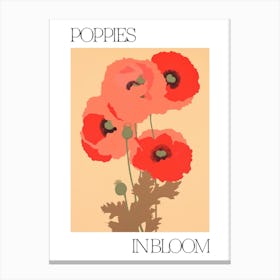 Poppies In Bloom Flowers Bold Illustration 1 Canvas Print