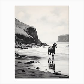 A Horse Oil Painting In Anakena Beach, Easter Island, Portrait 2 Canvas Print