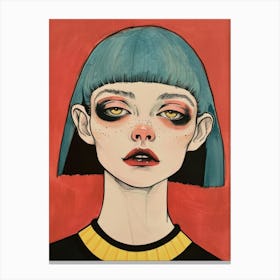 Girl With Blue Hair 12 Canvas Print