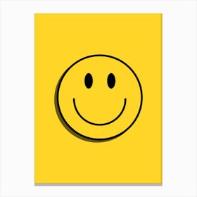 Smiley Face On Yellow Background Canvas Print