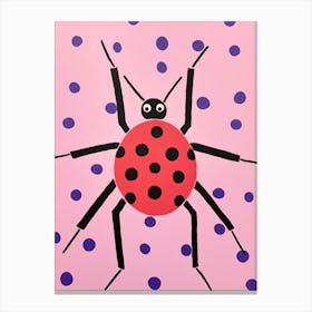 Pink Polka Dot Spider Canvas Print