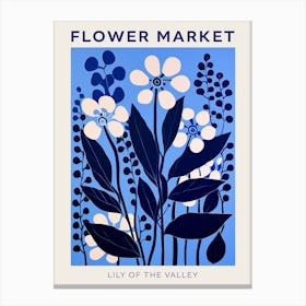 Blue Flower Market Poster Lily Of The Valley 1 Canvas Print