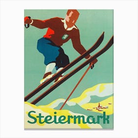 Steiermark Austria Vintage Ski Poster Canvas Print