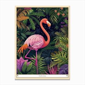 Greater Flamingo Portugal Tropical Illustration 5 Poster Canvas Print
