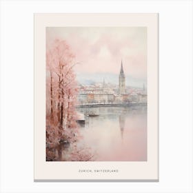 Dreamy Winter Painting Poster Zurich Switzerland 7 Canvas Print