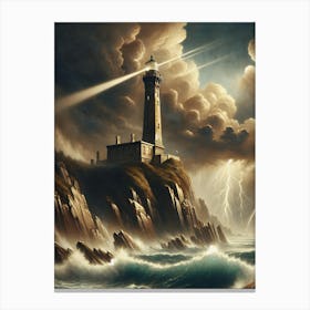 Lighthouse On A Stormy Coast AI Canvas Print