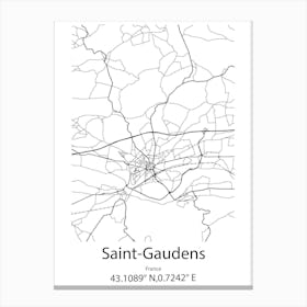 Saint Gaudens,France Minimalist Map Canvas Print