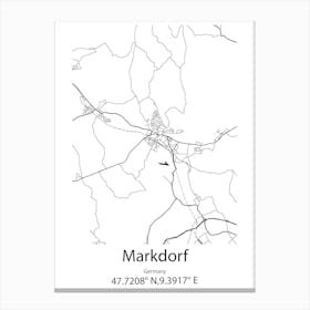 Markdorf,Germany Minimalist Map Canvas Print