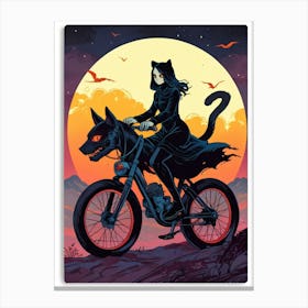 Cat On A Bike Canvas Print