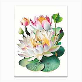 Lotus Flowers In Park Decoupage 9 Canvas Print