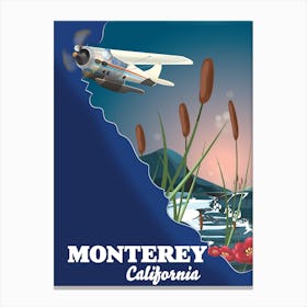 Monterey California Travel map Canvas Print