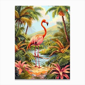 Greater Flamingo Pakistan Tropical Illustration 5 Canvas Print