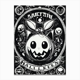 Sakkin Halloween Pokemon Black And White Pokedex Canvas Print