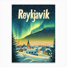 Aihrgdesign A 1970s Inspired Travel Poster For Reykjavik 4 Canvas Print