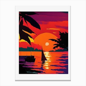 Abstract Boat And Tree Sunset Canvas Print