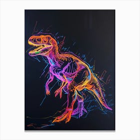 Neon Dinosaur Scribble 1 Canvas Print