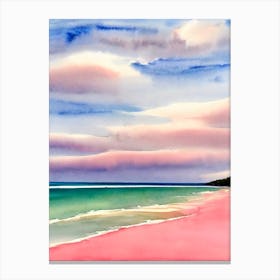 Cable Beach, Australia Pink Watercolour Canvas Print