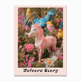 Plastic Pink Unicorn With Woodland Toy Friends Poster Canvas Print