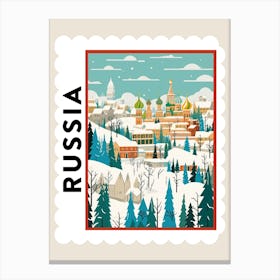 Retro Winter Stamp Poster Moscow Russia 1 Canvas Print