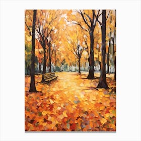 Autumn Gardens Painting Parque Del Retiro Spain 1 Canvas Print
