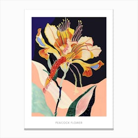 Colourful Flower Illustration Poster Peacock Flower 2 Canvas Print