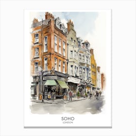 Soho 4 Watercolour Travel Poster Canvas Print